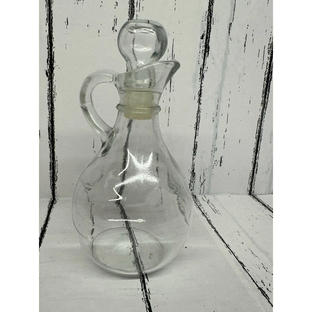 Anchor Hocking Glass Oil Or Vinegar Cruet Bottle With Stopper 6”